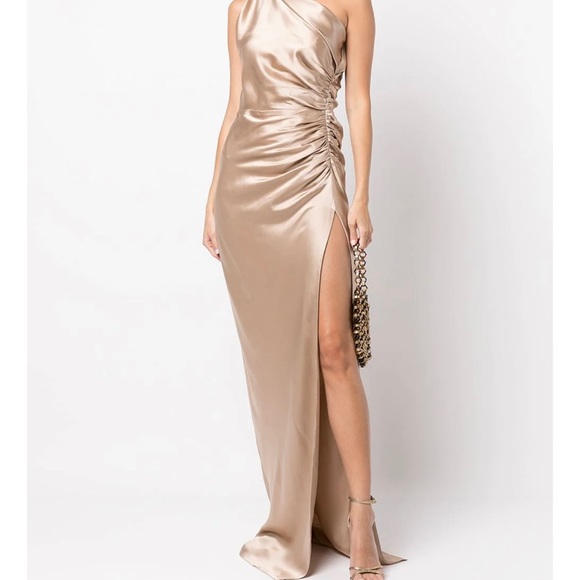 Michelle Mason Assymetrical Gathered Silk Gown - Size 0. NWT - Picture 6 of 11